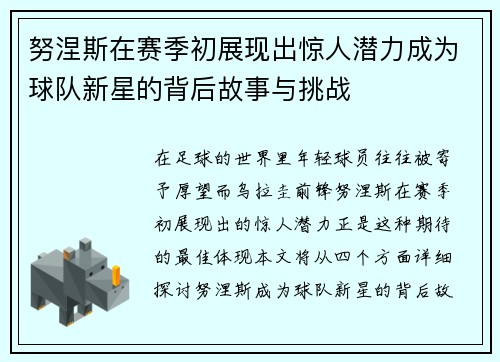 努涅斯在赛季初展现出惊人潜力成为球队新星的背后故事与挑战